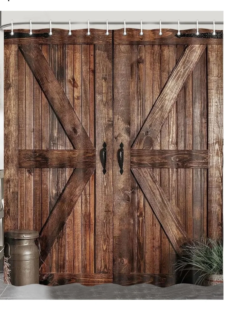 Rustic Barn Door Shower Curtain - Brown